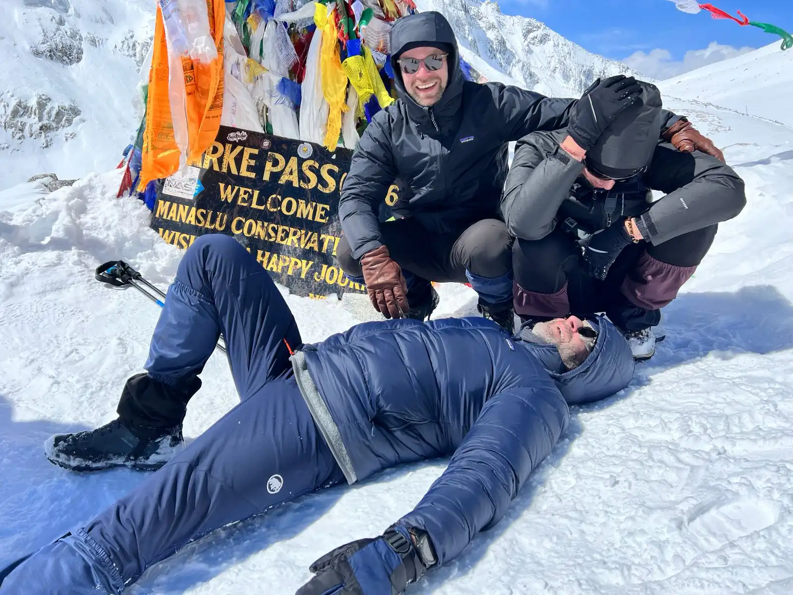 Trekkers at Larkya La Pass